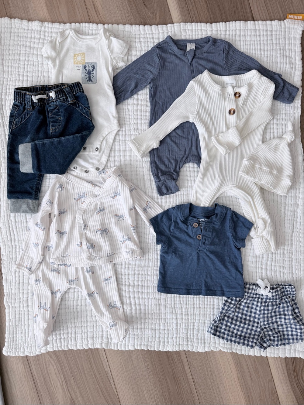 Newborn Baby Clothing Bundle - White & Navy Pieces